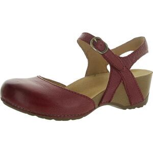 Dansko Womens Tiffani Milled Burnished Red Leather Slingback Heels Shoes NWOB
